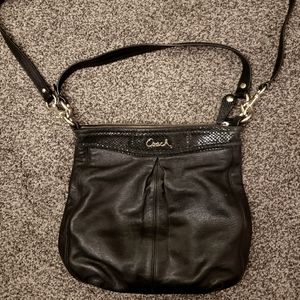 Coach Ashley leather snake print hobo shoulder bag black